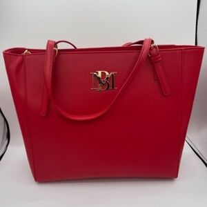 Women’s Large Tote Purse Badgley Mischka Red Vegan Leather New MSRP $129